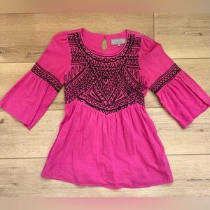 Double D Ranch Fuchsia Pink Embroidered Boho Blouse